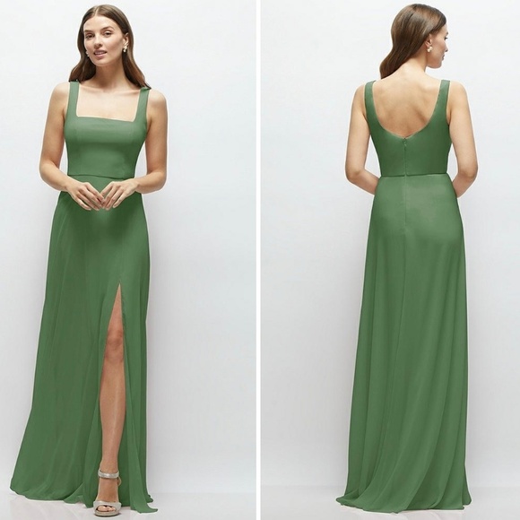 Thread Square Neck Chiffon Maxi Dress With Circle Skirt Size 10 - Picture 1 of 13